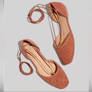BNIB Madewell The Celina Lace-Up Flat in Woven Nubuck - sold out style!